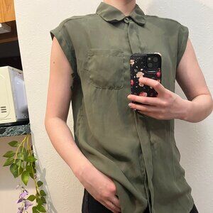 Japna Green Button Down Tank
